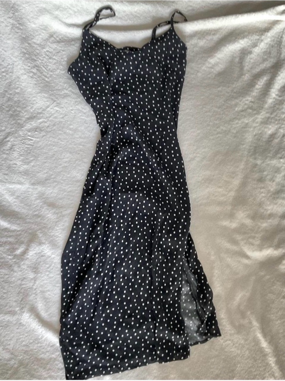 abercrombie | polka dot slip midi dress
